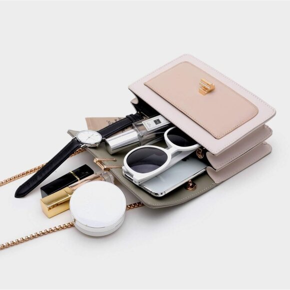 Women Green Imported Faux Leather Twist Lock Crossbody Designer Handbags - Picture 6 of 9